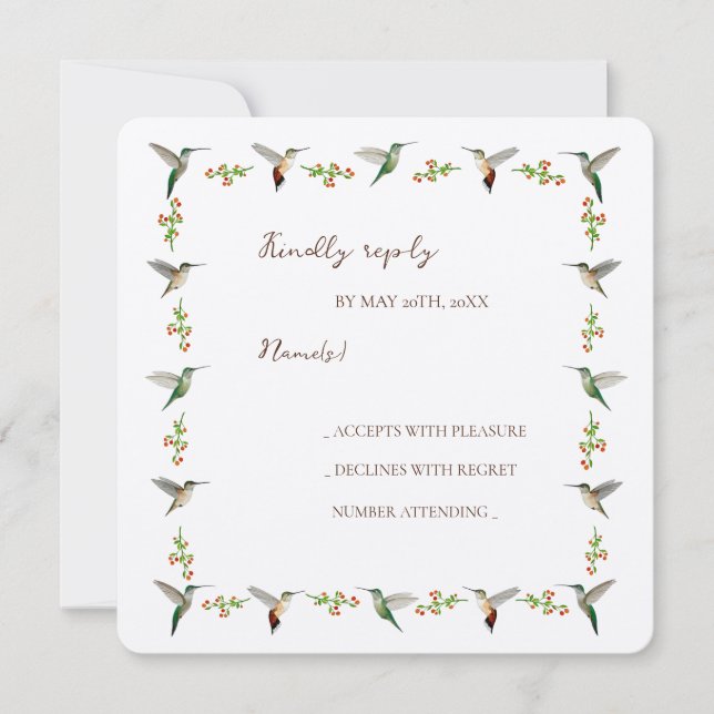 Benutzerdefinierte Hummingbird-RSVP-Karte (Vorderseite)