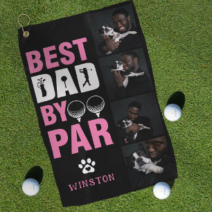 Benutzerdefinierte Hunde-Foto-Collage Bester Vater Golfhandtuch
