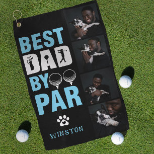 Benutzerdefinierte Hunde-Foto-Collage Bester Vater Golfhandtuch