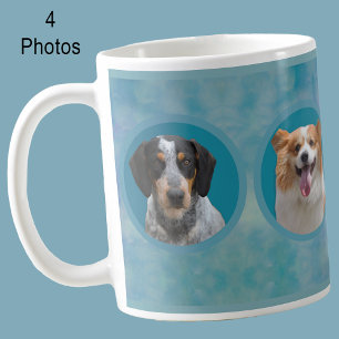 Benutzerdefinierte Hunde-Foto-Collage in Blau-Wass Kaffeetasse