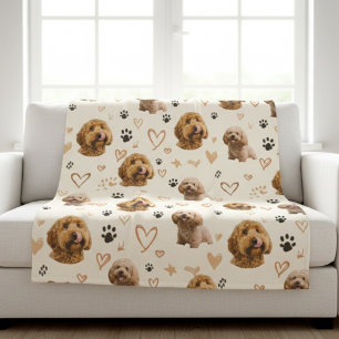 Benutzerdefinierte Hunde-Foto-Decke mit Herzen Fleecedecke