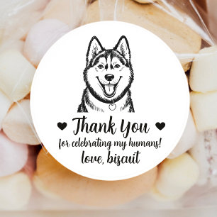 Benutzerdefinierte Husky-Hunde-Hochzeitsgeschenk-A Runder Aufkleber