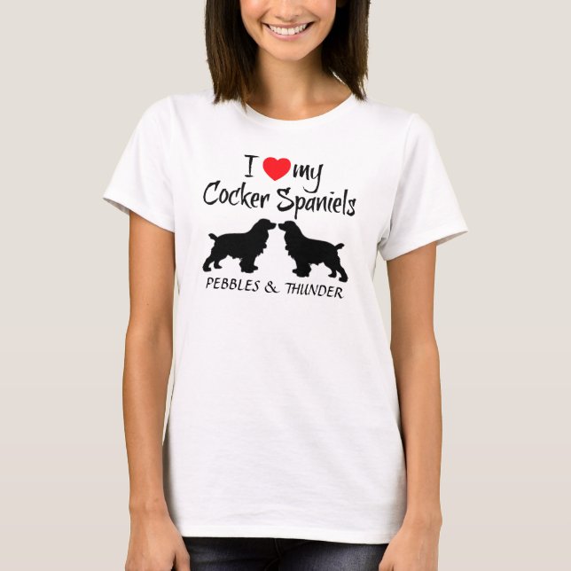 Benutzerdefinierte I-Liebe der Cocker-Spaniels T-Shirt (Vorderseite)