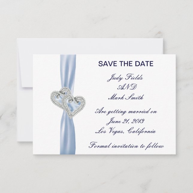 Benutzerdefinierte Ice Blue Hearts Save the Date C Einladung (Vorderseite)