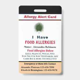 Benutzerdefinierte ID-Identifikationsallergie-Warn Ausweis