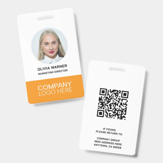 Benutzerdefinierte ID Mitarbeiterfoto QR CODE LOGO Ausweis (Vorder- & Rückseite)