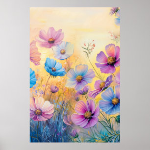 Benutzerdefinierte Illustrationen von rosa lila Bl Poster
