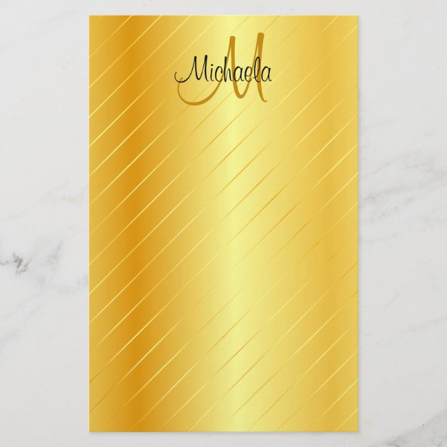 Benutzerdefinierte Imitat Gold Monogram Elegante M Briefpapier (Vorderseite)