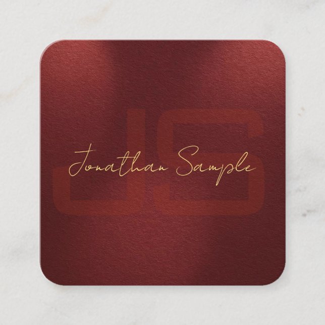 Benutzerdefinierte Imitat Gold Text Elegante Monog Quadratische Visitenkarte (Vorderseite)