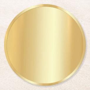 Benutzerdefinierte Imitat Gold Trendy Modern Blank Runder Pappuntersetzer