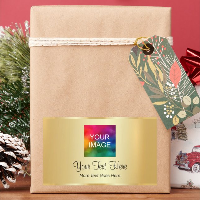 Benutzerdefinierte Imitate Gold Hochladen Ihres Fo Rechteckiger Aufkleber (Feiertag)