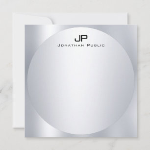 Benutzerdefinierte Imitate Silver Monogram Simple Mitteilungskarte