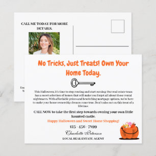 Benutzerdefinierte Immobilien-Halloween-Marketing- Feiertagspostkarte