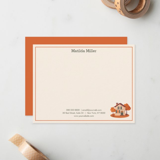 Benutzerdefinierte Immobilien-Notizkarte Herbsthau Mitteilungskarte (Vorderseite/Rückseite Beispiel)