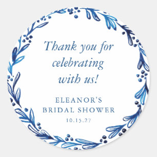 Benutzerdefinierte Indigo-Blau-Tinte Botanische Ho Runder Aufkleber