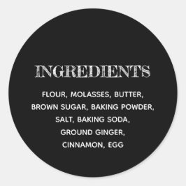 Benutzerdefinierte Inhaltsstoffe Schwarz und Weiß Runder Aufkleber