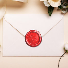 Benutzerdefinierte Initial Red Retro Wax Briefmark Runder Aufkleber