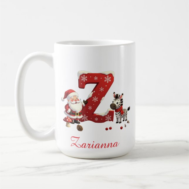 Benutzerdefinierte Initiale Z Frohe Weihnachten  Kaffeetasse (Links)