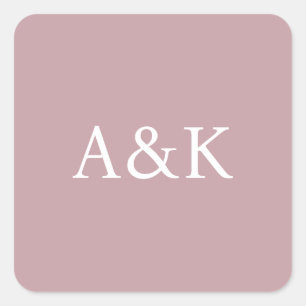 Benutzerdefinierte Initialen auf Dusty Rose Mauve  Quadratischer Aufkleber