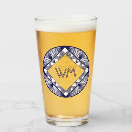 Benutzerdefinierte Initialen Elegant Manly Navy Bl Glas