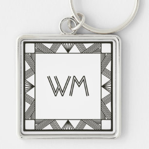 Benutzerdefinierte Initialen Elegante Moderne Schw Schlüsselanhänger