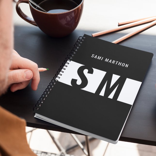 Benutzerdefinierte Initialen l elegante Schwarz-We Planer (Von Creator hochgeladen)