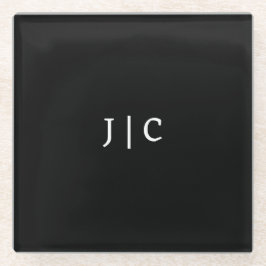 Benutzerdefinierte Initialen Monogram Minimalistis Glasuntersetzer
