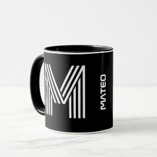 Benutzerdefinierte Initialen & Name Moderne schw Tasse