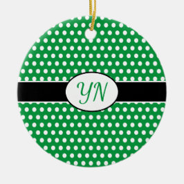 Benutzerdefinierte Initialen Polka Dot Keramik Ornament