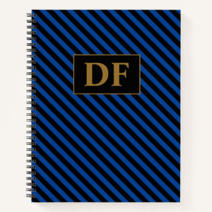 Benutzerdefinierte Initials Blue/Black Stripes-Not Notizbuch