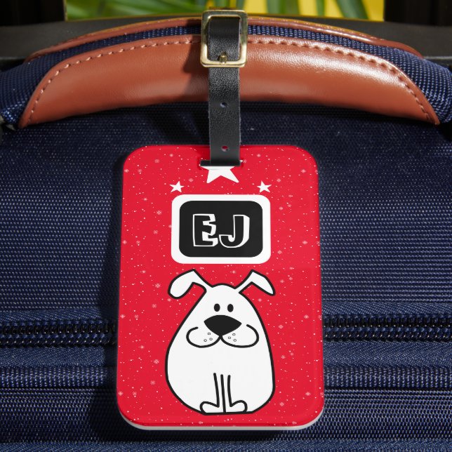 Benutzerdefinierte Initials Dog-Themed Gepäckanhänger (Vorderseite Insitu 2)