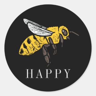 Benutzerdefinierte Insekten-Illustration Bee Happy Runder Aufkleber