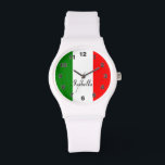 Benutzerdefinierte italienische Flagge Armbanduhr<br><div class="desc">Erleben Sie zeitlose Eleganz und Nationalstolz mit unserer Custom Italian Flag Watch. Dieses maßgeschneiderte Uhrwerk, entworfen mit Liebe von Mylini Design, ist eine perfekte Mischung aus Stil und Patriotismus. Die Uhr besticht durch einen robusten Metallkörper mit den lebhaften Farben der italienischen Fahne, die elegant auf der Armbanduhr dargestellt ist. Der...</div>
