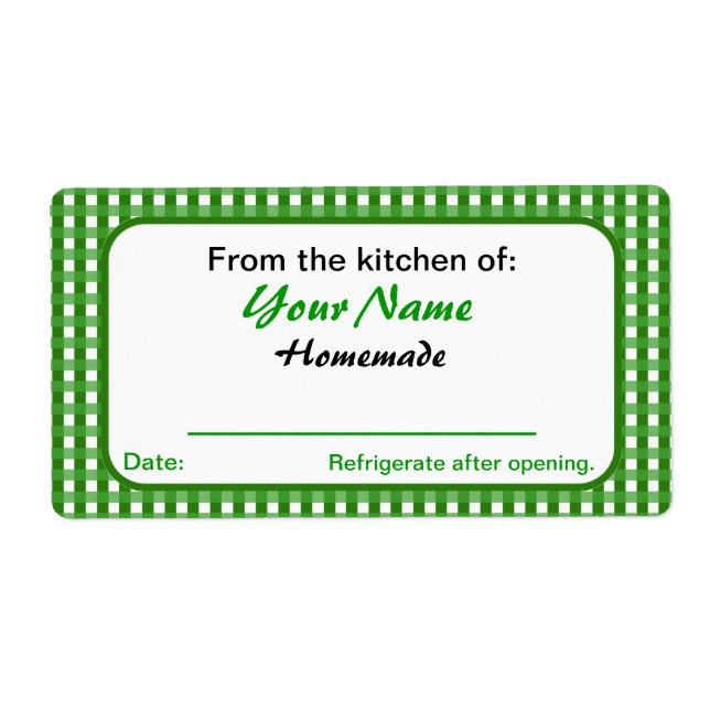 Benutzerdefinierte Jar-Labels Grüne Karo Namen hin (Vorne)