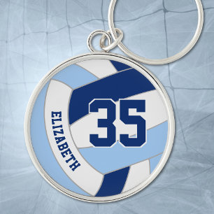 benutzerdefinierte Jersey-Nummer für helldunkelbla Schlüsselanhänger