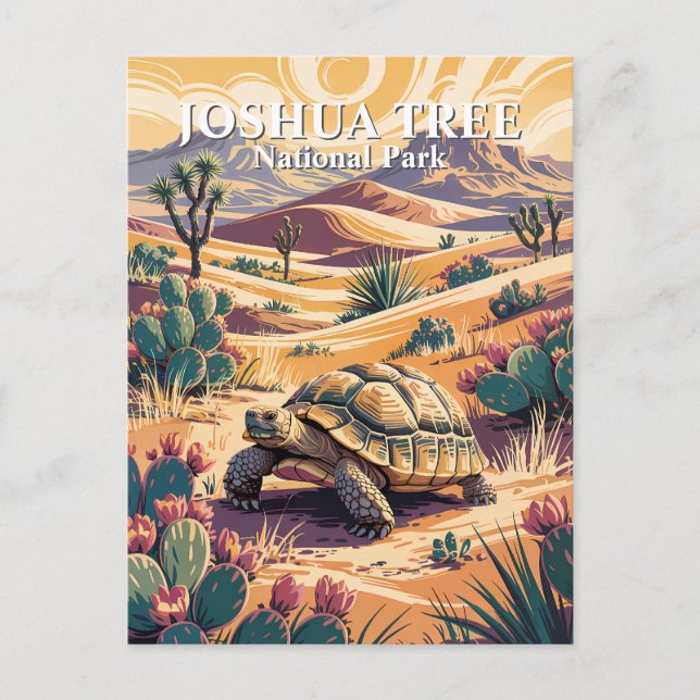 Benutzerdefinierte Joshua-Baum-Schildkröte Retro-W Postkarte (Vorderseite)