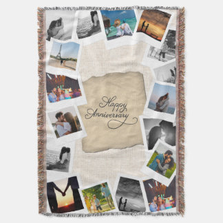 Benutzerdefinierte Jubiläums-Fotocollage mit Leine Decke