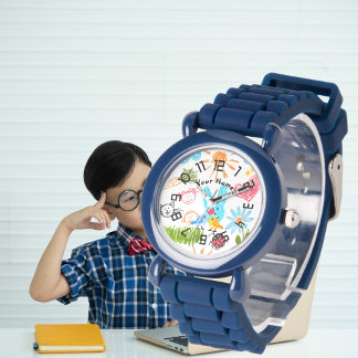 Benutzerdefinierte Jungen Name blaue Glitter-Armba Armbanduhr