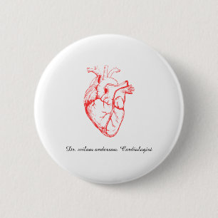 Benutzerdefinierte Kardiologe Herz Anatomie Kunst Button