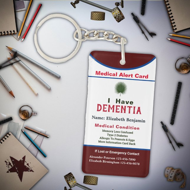 Benutzerdefinierte Karte für den medizinischen War Schlüsselanhänger (Medical Alert Emergency Contact Custom Card Keychain)