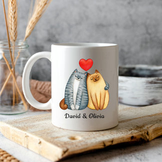 Benutzerdefinierte Katzen Couple-Namen Personalisi Kaffeetasse