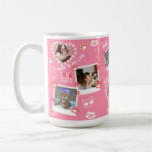 Benutzerdefinierte Katzen-Foto-Gesicht-Collage-Tas Kaffeetasse