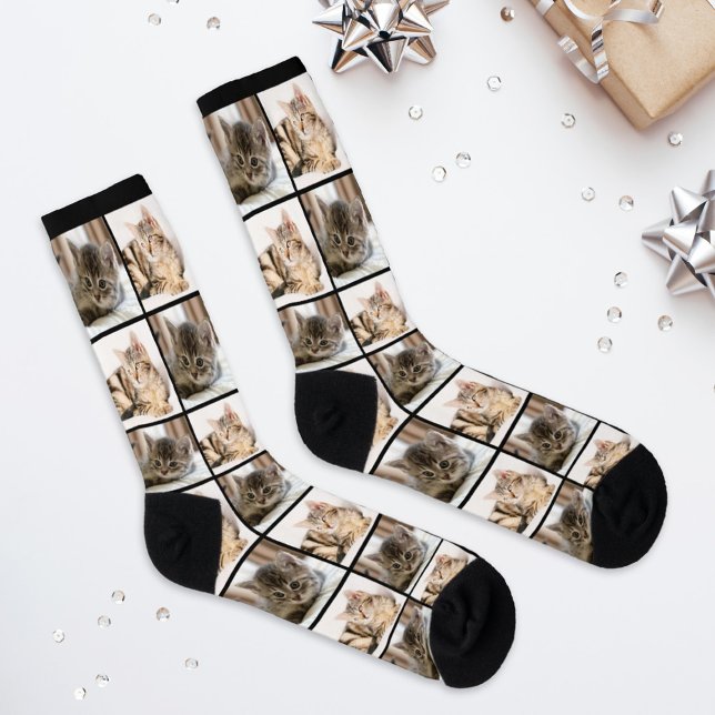 Benutzerdefinierte Katzen-FotoCollage Socken (Von Creator hochgeladen)