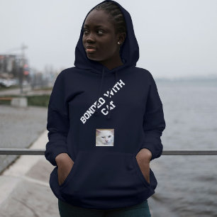 Benutzerdefinierte Katzenliebhaberin Navy Blau Wei Hoodie