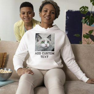 Benutzerdefinierte Katzenliebhaberin Weiß Grau Tex Hoodie