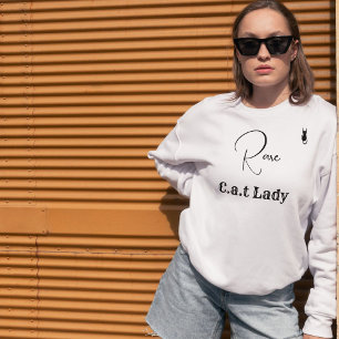 Benutzerdefinierte Katzenliebhaberin Weiß und Schw Sweatshirt