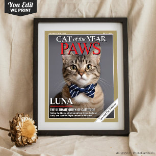 Benutzerdefinierte Katzenmagazin-Cover-Vorlage Hau Poster