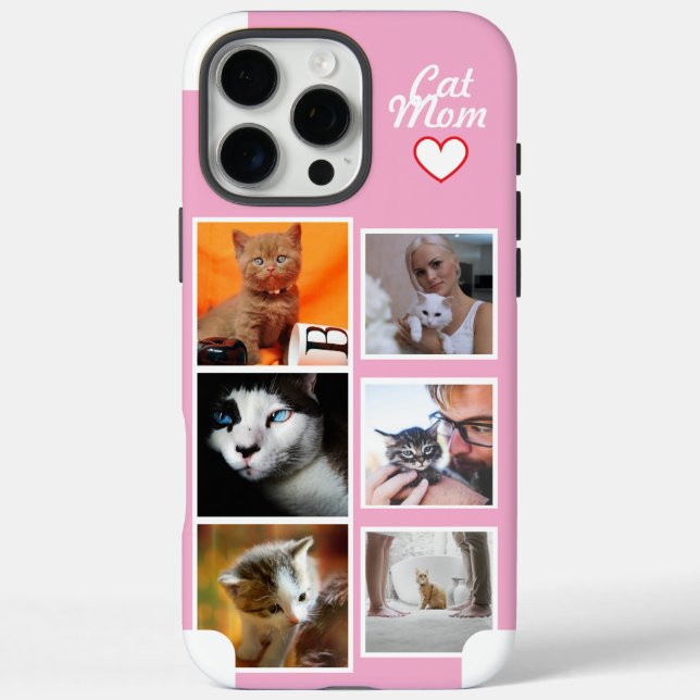 Benutzerdefinierte Katzenmutter-Foto-Collage Rosa  Case-Mate iPhone Hülle (Rückseite)
