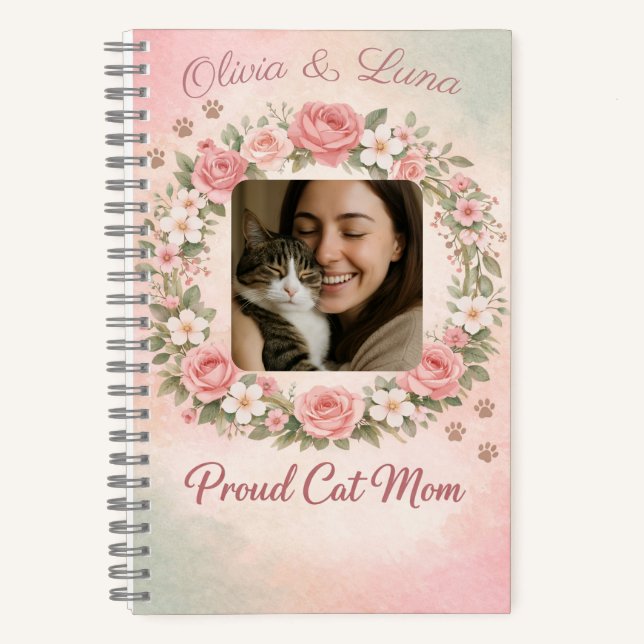 Benutzerdefinierte Katzenmutter mit Foto & Name Fl Notizbuch (Vorderseite)