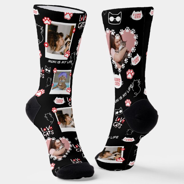 Benutzerdefinierte Katzensocken mit Foto - Persona Socken (Gewinkelt)